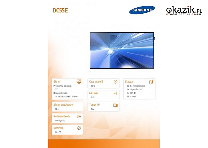 Samsung: 55'' DC55E! Full HD! LED!