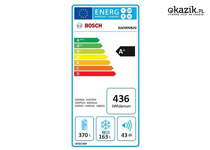Bosch: Chłodziarko-zamrażarka KAD90VB20 SbS