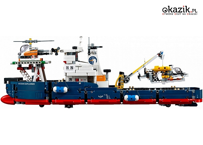 Lego: Technic Statek badawczy granatowo-czerwono-białym malowaniem.