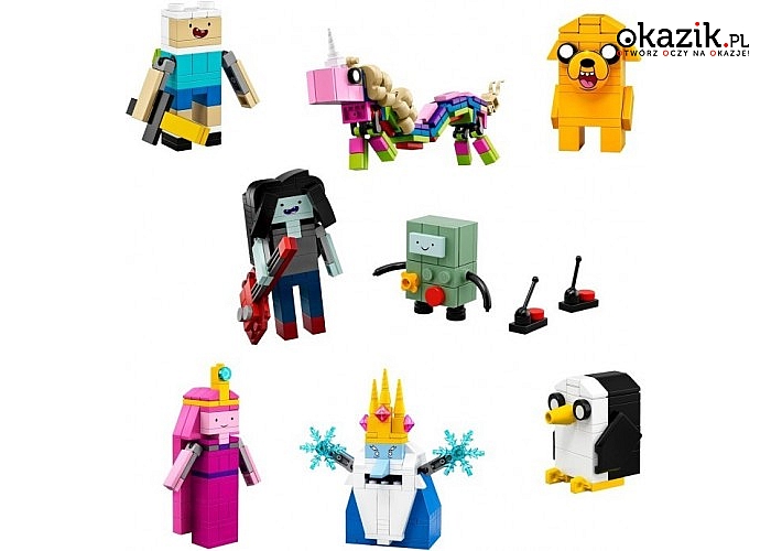 Lego i Adventure Time!  Zestaw zawiera 8 modeli LEGO® postaci z serialu Pora na przygodę™ do zbudowania