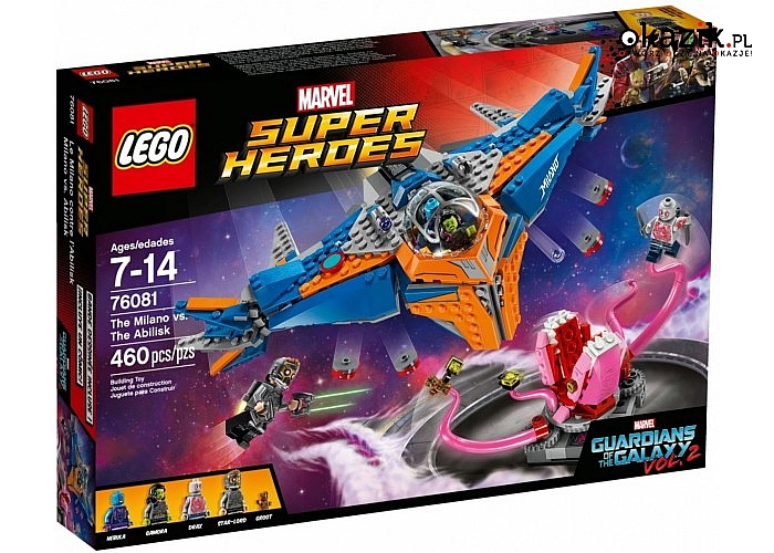 Super Heroes Milano kontra Abilisk wersji LEGO. 2 miotacze klocków, funkcja zrzucania bomb i wiele wiele innych