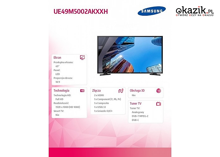 Samsung: 49" TV FHD LED  UE49M5002AKXXH