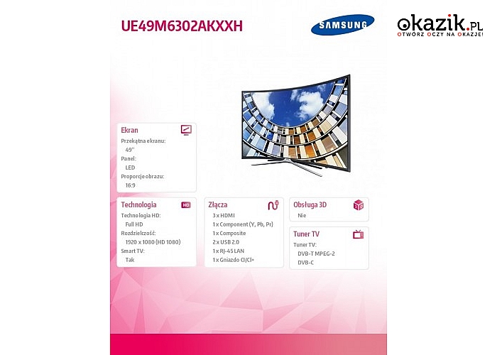 Samsung: 49" TV FHD LED CURVED UE49M6302AKXXH