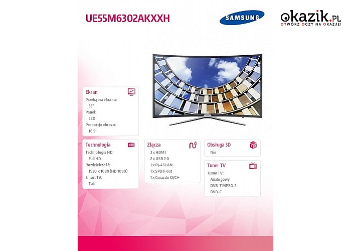 Samsung: 55"  TV FHD LED CURVED UE55M6302AKXXH