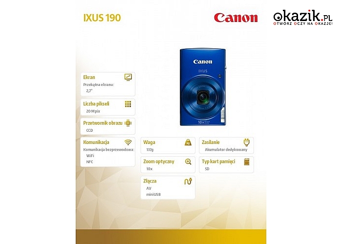 Canon: IXUS 190 BLUE 1800C001AA