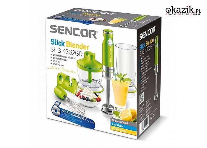 Sencor: Wielofunkcyjny blender ręczny SHB 4362 GR 3w1