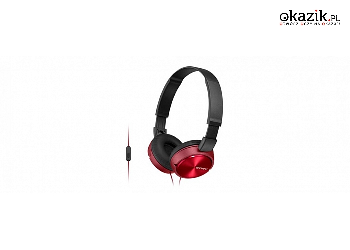 Sony: Słuchawki handsfree, mikrofon MDR-ZX310AP Red