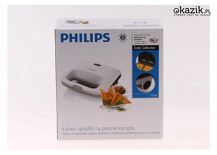Philips: Opiekacz do kanapek, kolor biały