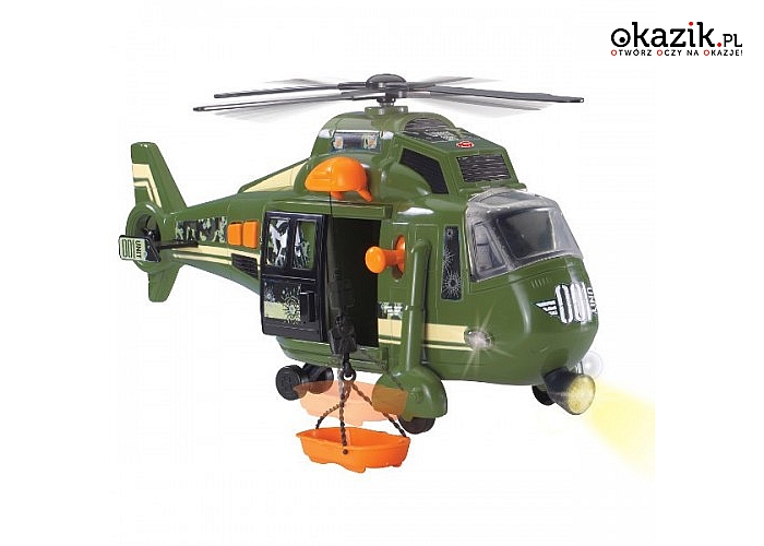 Dickie: Helikopter Wojskowy wyposażony we wciągarkę i otwierane drzwi.