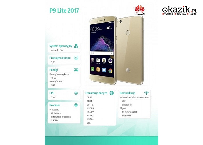 Huawei: P9 Lite 2017 Dual SIM Złoty