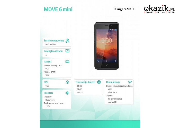 Kruger & Matz: Smartfon MOVE 6 mini czarny