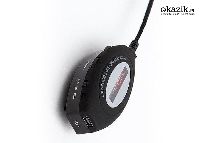 Nauszne słuchawki z radiem wyposażone w slot na karty pamięci SD oraz wejścia USB, USB mini i jack 3,5mm