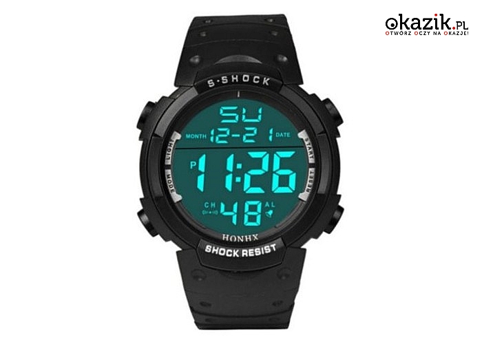 Markowy zegarek sportowy S-Shock. Wstrząso- i wodo-odporny
