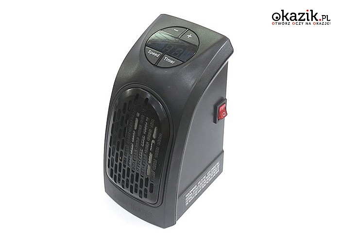 MINI GRZEJNIK ELEKTRYCZNY Heater 350W z regulowanym termostatem od 15 do 32°C i cyfrowym wyświetlaczem LED