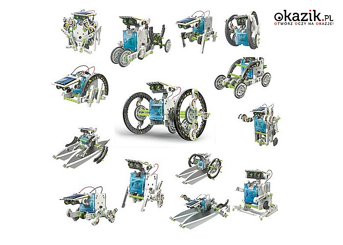 Ruchomy robot solarny 14w1! Umożliwia stworzenie aż 14 różnych modeli robotów! Zabawka nie tylko dla najmłodszych!