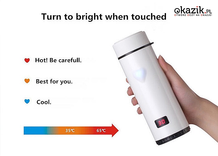KUBEK TERMICZNY ze wskaźnikiem LED informującym o temperaturze napoju. Pojemność aż 3600 ml!