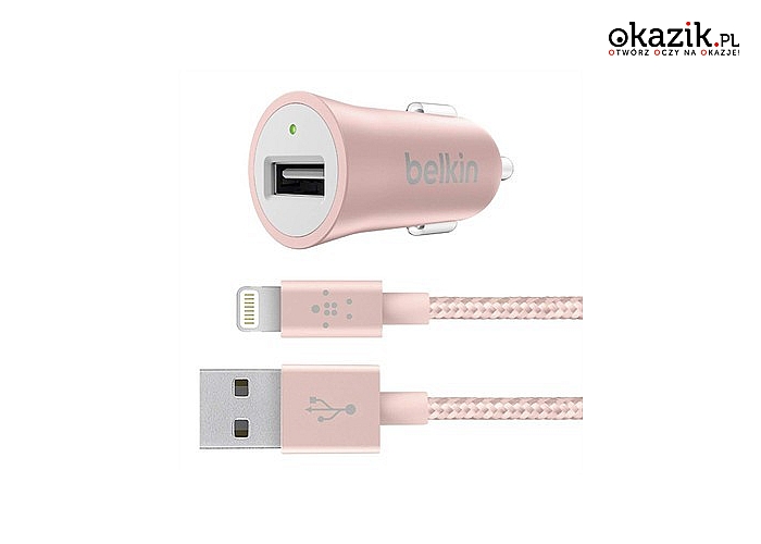 Belkin: Universal Car Charger+ Lightning Cable Pink