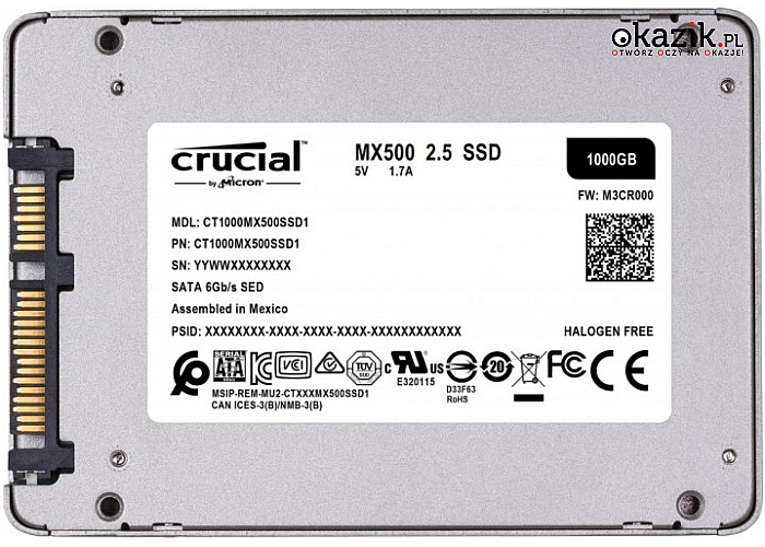 Crucial: MX500 1TB Sata3 2.5'' 560/510 MB/s