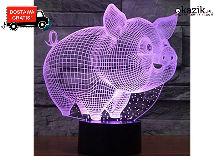 Iluzoryczne lampy 3D LED! Rewelacyjny efekt trójwymiarowy! Świeci na 7 różnych kolorów!