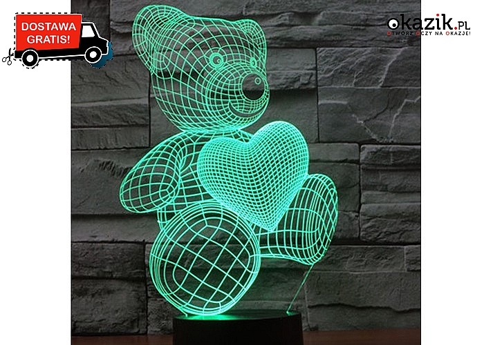 Iluzoryczne lampy 3D LED! Rewelacyjny efekt trójwymiarowy! Świeci na 7 różnych kolorów!