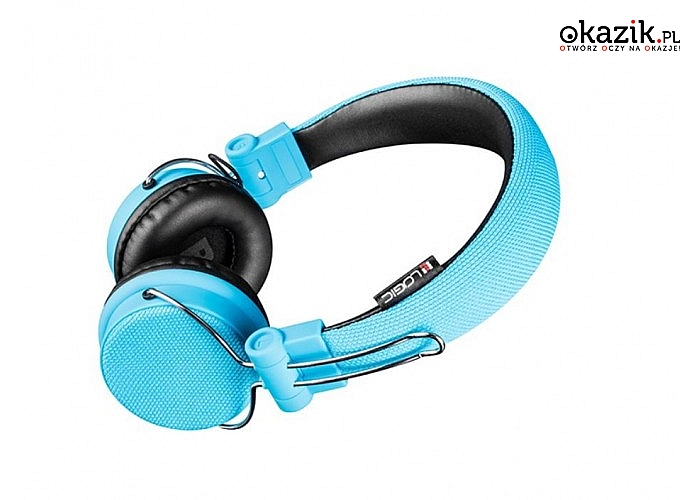 Logic Concept: BT-1 NIEBIESKIE SŁUCHAWKI NAGŁOWNE BLUETOOTH Z MIKROFONEM I PANELEM DOTYKOWYM