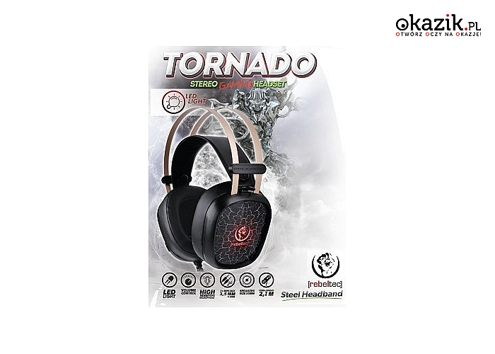 Rebeltec: TORNADO słuchawki stereo dla graczy moc 50mW