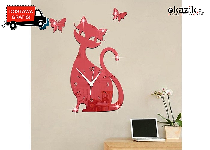 Designerski zegar ścienny w kształcie kota, ponadczasowy element dekoracyjny ściany w nowej odsłonie