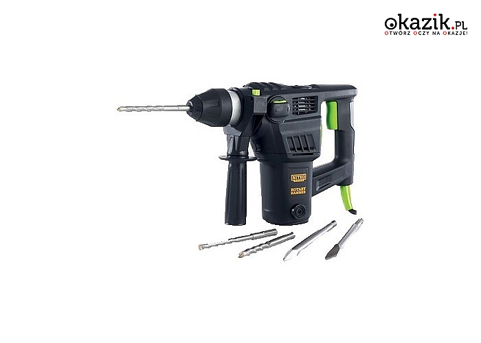 Młot udarowy Niteo Tools z zestawem wierteł i dłut