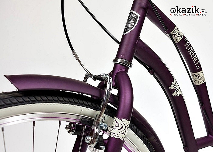 Damski rower Florence. W komplecie koszyk, światła rowerowe i pompka! Pięć kolorów do wyboru, koła 26”