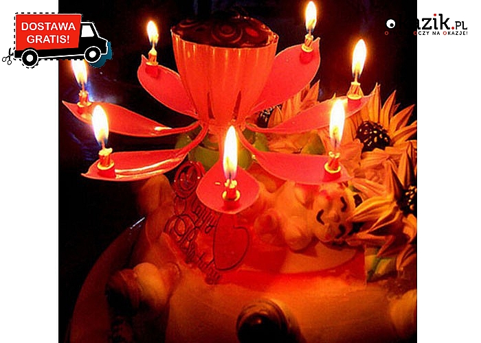 Grająca świeczka urodzinowa! Kwiat Lotosu! Zagra melodię urodzinową Happy Birthday!