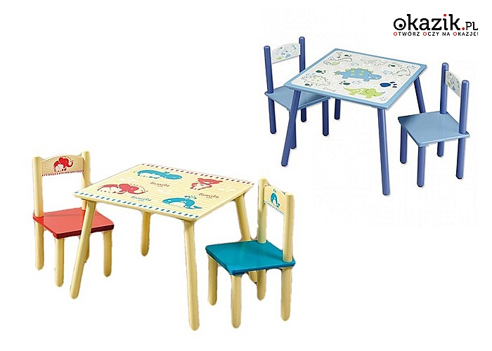 Wysokiej jakości meble dla najmłodszych! Stolik + 2 krzesła! Stwórz wymarzony kącik zabaw dla swojej pociechy!