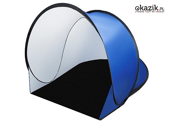Namiot chroni Cię przed wiatrem i nadmiernym słońcem, posiada filtr UV odbijający szkodliwe promieniowanie