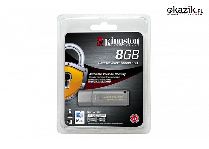 Kingston: Data Traveler Locker G3 8GB USB 3.0 Data Security