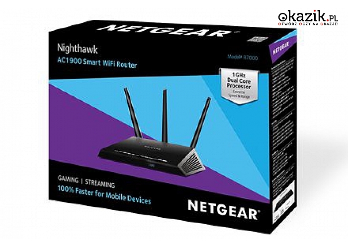 Netgear: R7000-100PES Router WiFi AC(600+1300) 1xWAN 4LAN Dual-Band