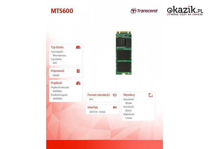 Transcend: SSD M.2 2260 256GB SATA3 2,5' MLC BOX