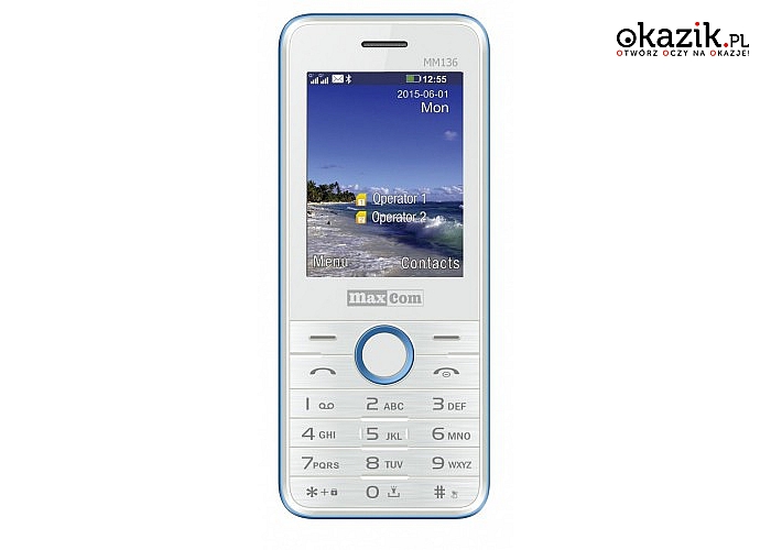 Maxcom: MM 136 Dual SIM Telefon GSM Biało-Niebieski
