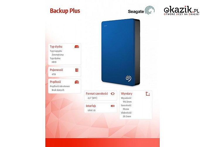 Seagate: Backup Plus 4TB 2,5' STDR4000901  blue