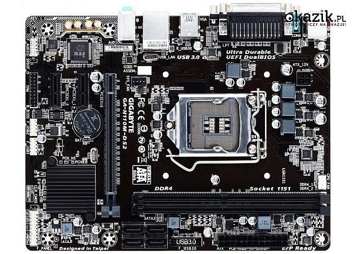 Gigabyte: GA-H110M-DS2 s1151 H110 2DDR4 USB3.0 uATX