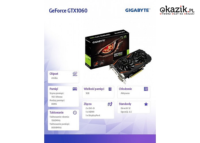 Gigabyte: GeForce GTX 1060 WF OC 3GB DDR5 192BIT 2DVI/HDMI/DP