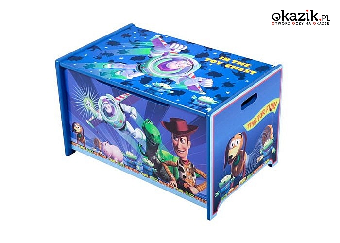 Drewniana skrzynia na zabawki Toy Story pomoże uporządkować chaos w pokoju dziecka