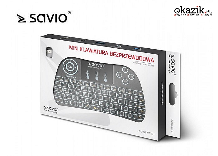 Elmak: SAVIO KW-01 Klawiatura bezprzewodowa Android TV Box, Smart TV, PS3, XBOX360, PC