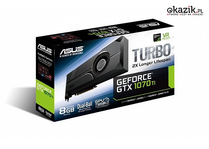 Asus: GeForce GTX 1070 Ti TURBO 8GB DDR5 256BIT DVI-D/2HDMI/2DP