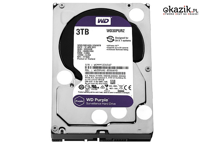 Western Digital: Purple WD30PURZ 3TB 64MB  3,5'' 5400rpm