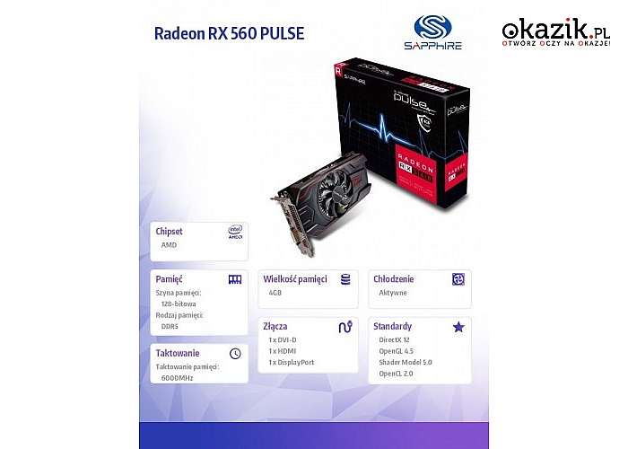 Sapphire Technology: Radeon RX 560 PULSE 4GB GDDR5 128BIT HDMI/DVI-D/DP
