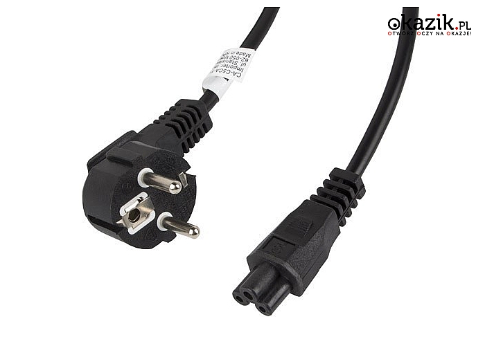 LANBERG: Kabel zasilający Laptop (MIKI) IEC 7/7 - IEC 320 C5 3M VDE czarny