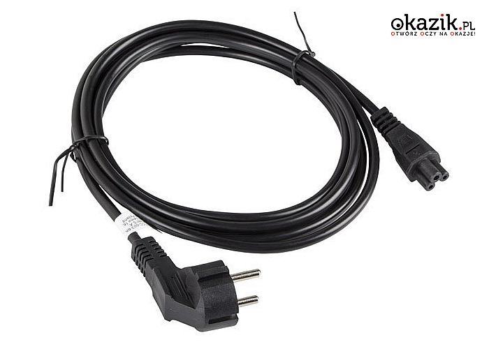 LANBERG: Kabel zasilający Laptop (MIKI) IEC 7/7 - IEC 320 C5 3M VDE czarny