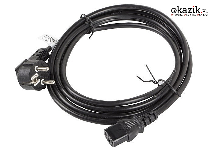 LANBERG: Kabel zasilający CEE 7/7 - IEC 320 C13 VDE 3M czarny