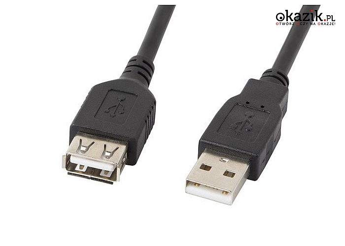 LANBERG: Przedłużacz kabla USB 2.0 AM-AF czarny 5M
