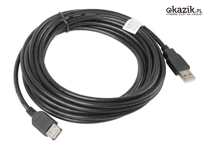 LANBERG: Przedłużacz kabla USB 2.0 AM-AF czarny 5M