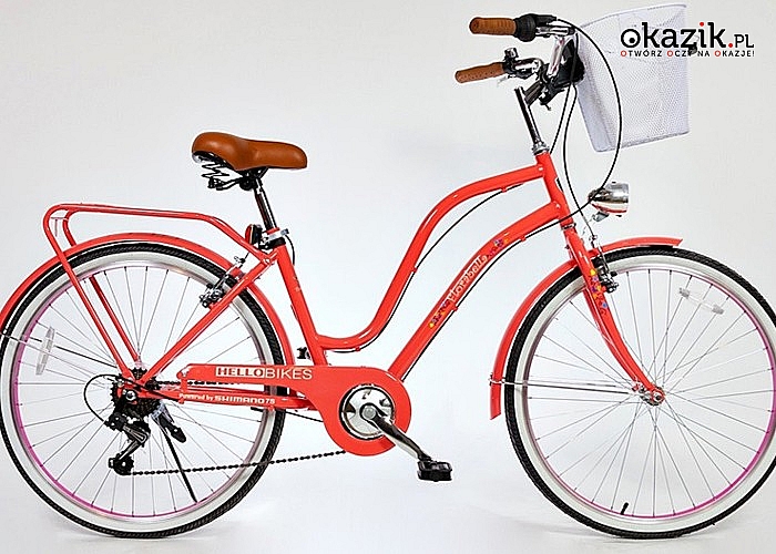 Lekki rower miejski damski 7biegów koła 26”+ akcesoria+koszyk